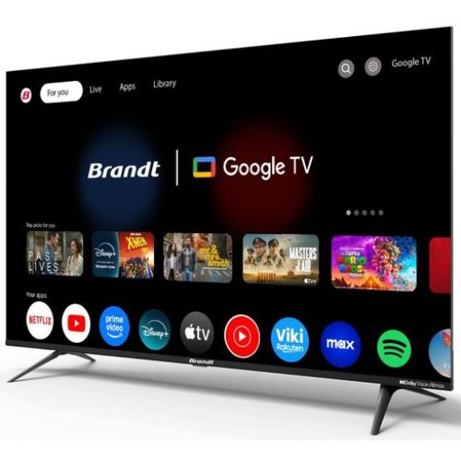 Brandt Téléviseur 50" Google TV -QLED - 120Hz - BA50K600G